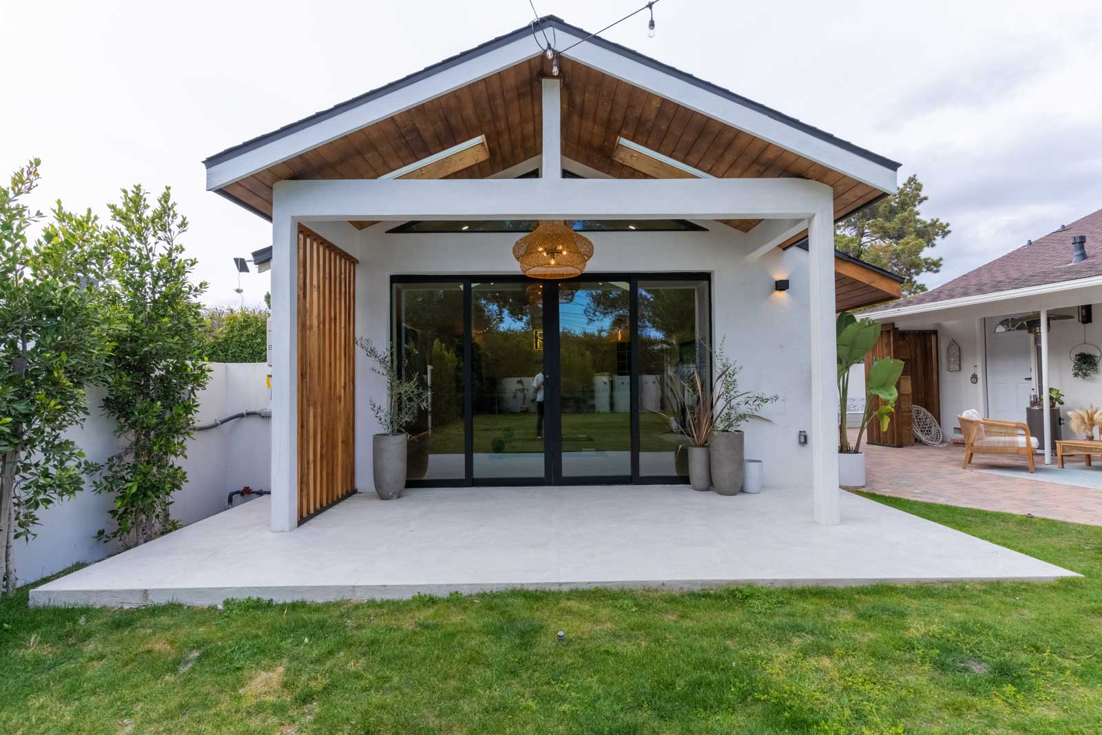 Custom built Los Angeles ADU exterior showing quality wood siding, professional construction, and modern design