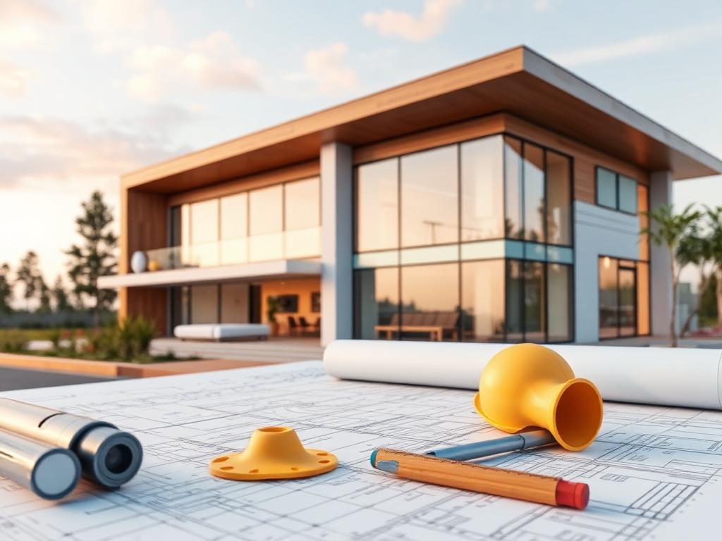 Design-build team collaborating on construction plans