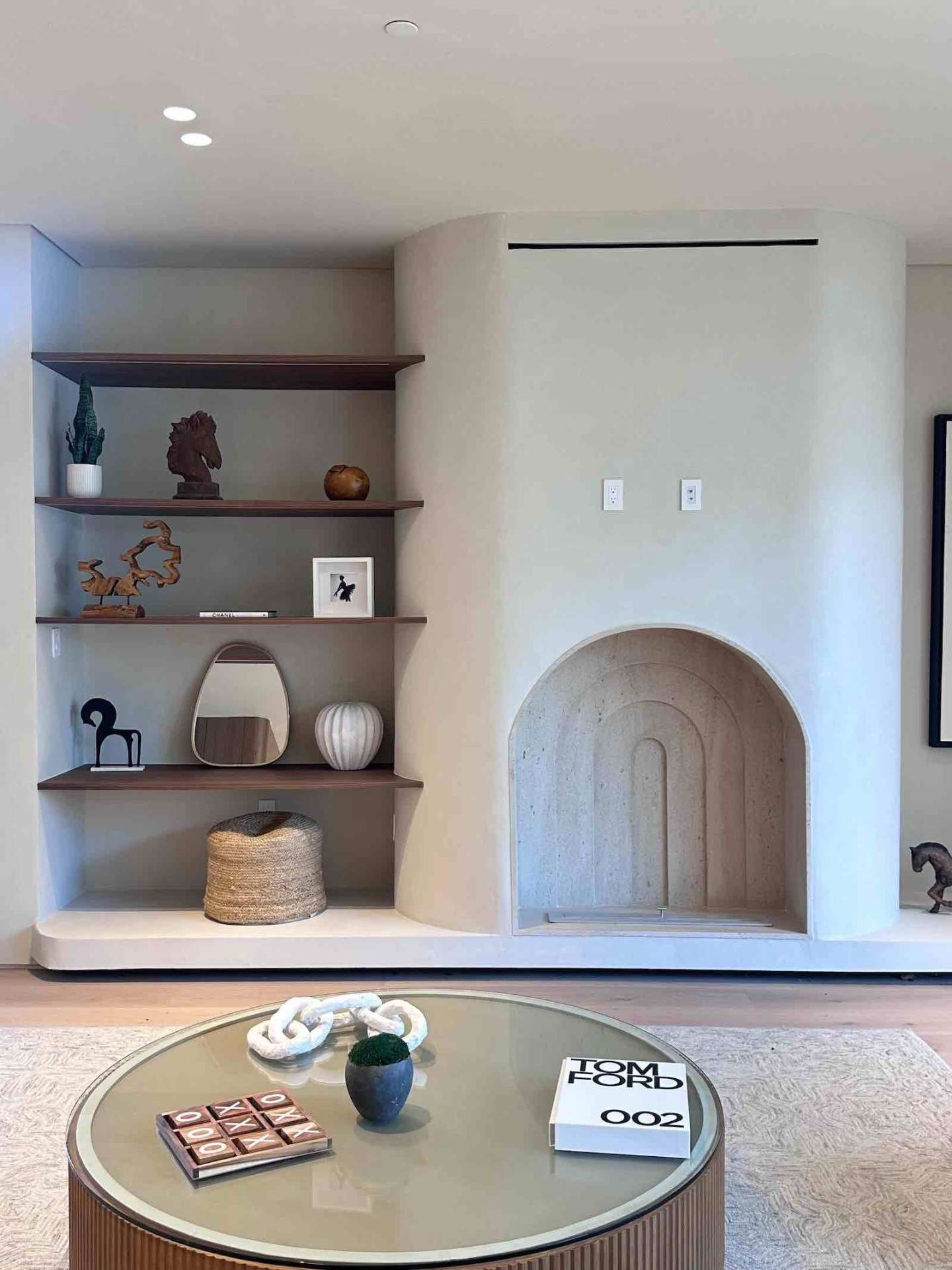 ADU living room with fireplace — Encino, CA