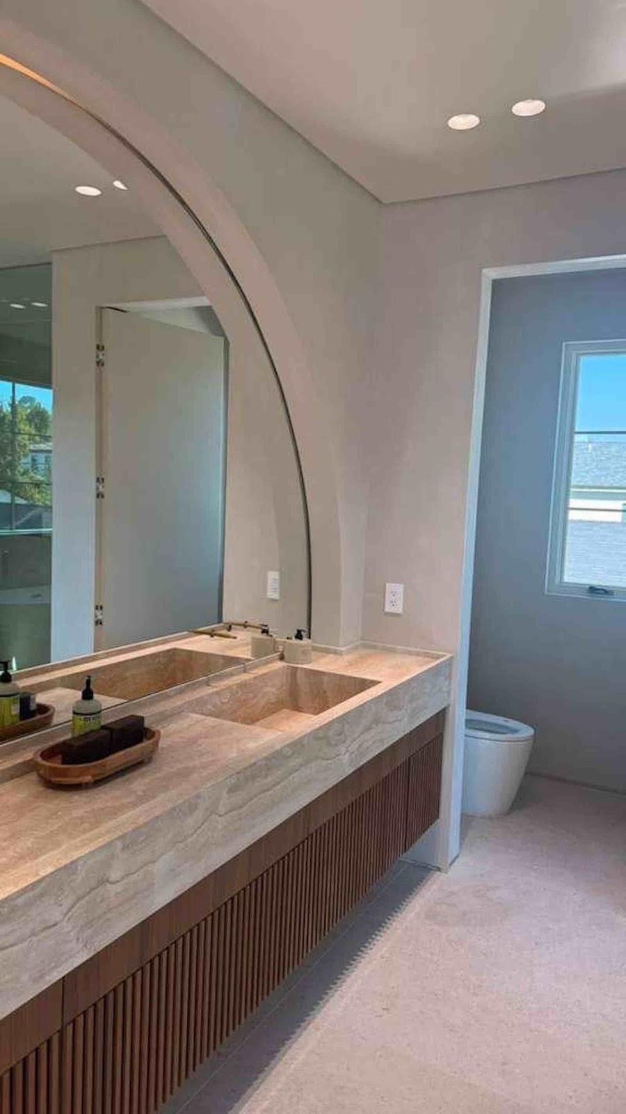 Encino Arch House bathroom with custom vanity and tilework