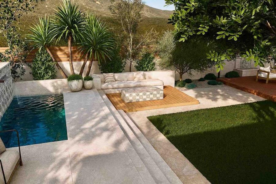 Glendale backyard with dining area and citrus trees