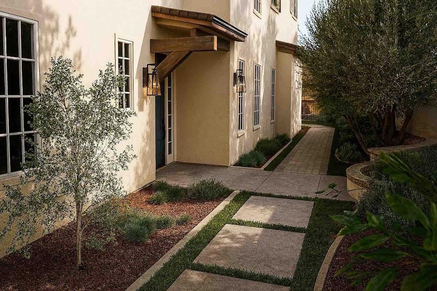 Thousand Oaks stone-accented entry and walkway design